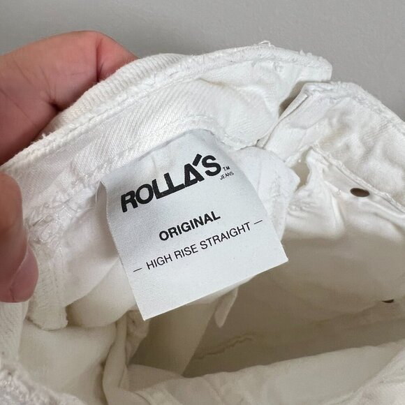 Rolla's Original High Rise Straight Jeans Size 23 White Distressed Denim - Picture 11 of 12